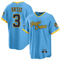 Custom #3 Light Blue City Connect MIL Baseball Shirt Top