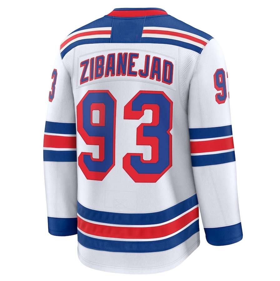Custom #93 White NYR Hockey Shirt Top