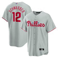 Custom #12 Grey PHI Baseball Shirt Top