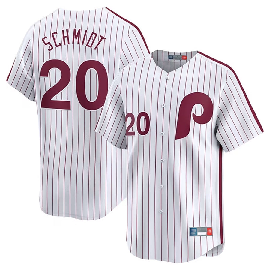 Custom #20 White Throwback PHI Baseball Shirt Top
