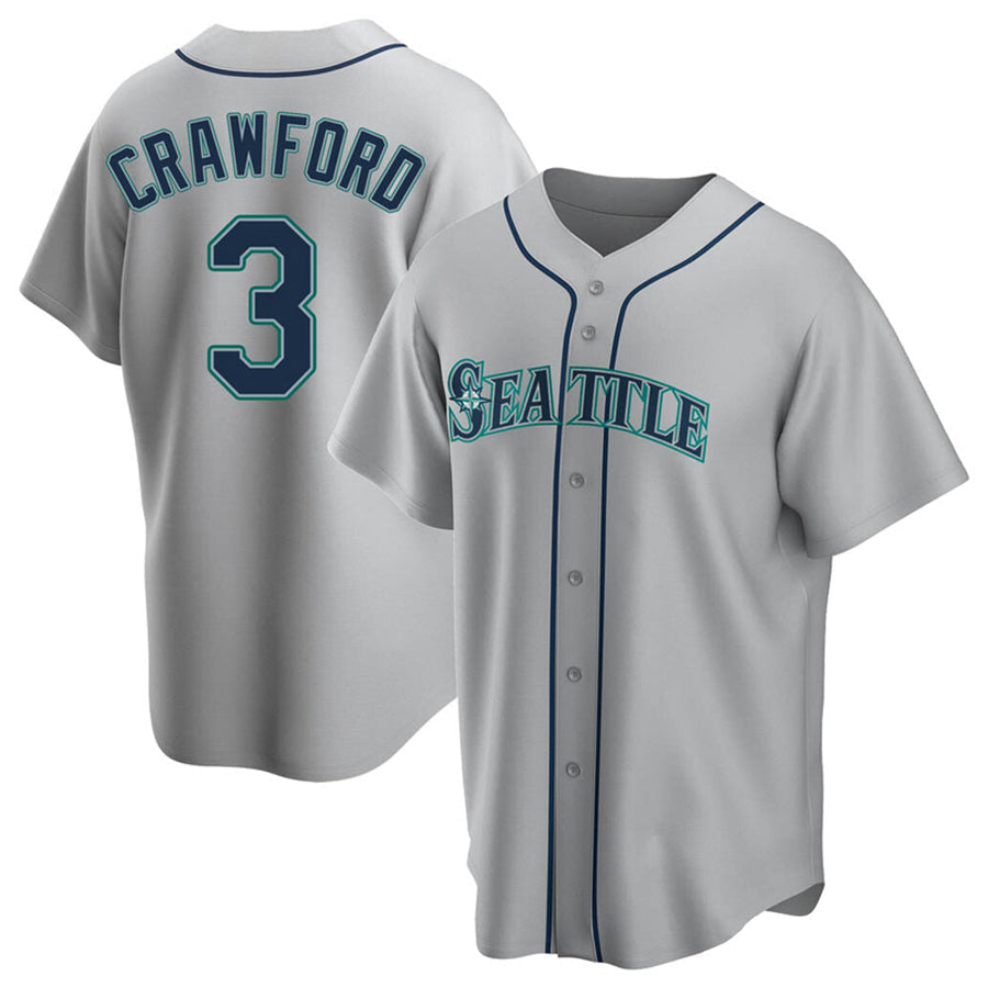Custom #3 Gray SEA Baseball Shirt Top