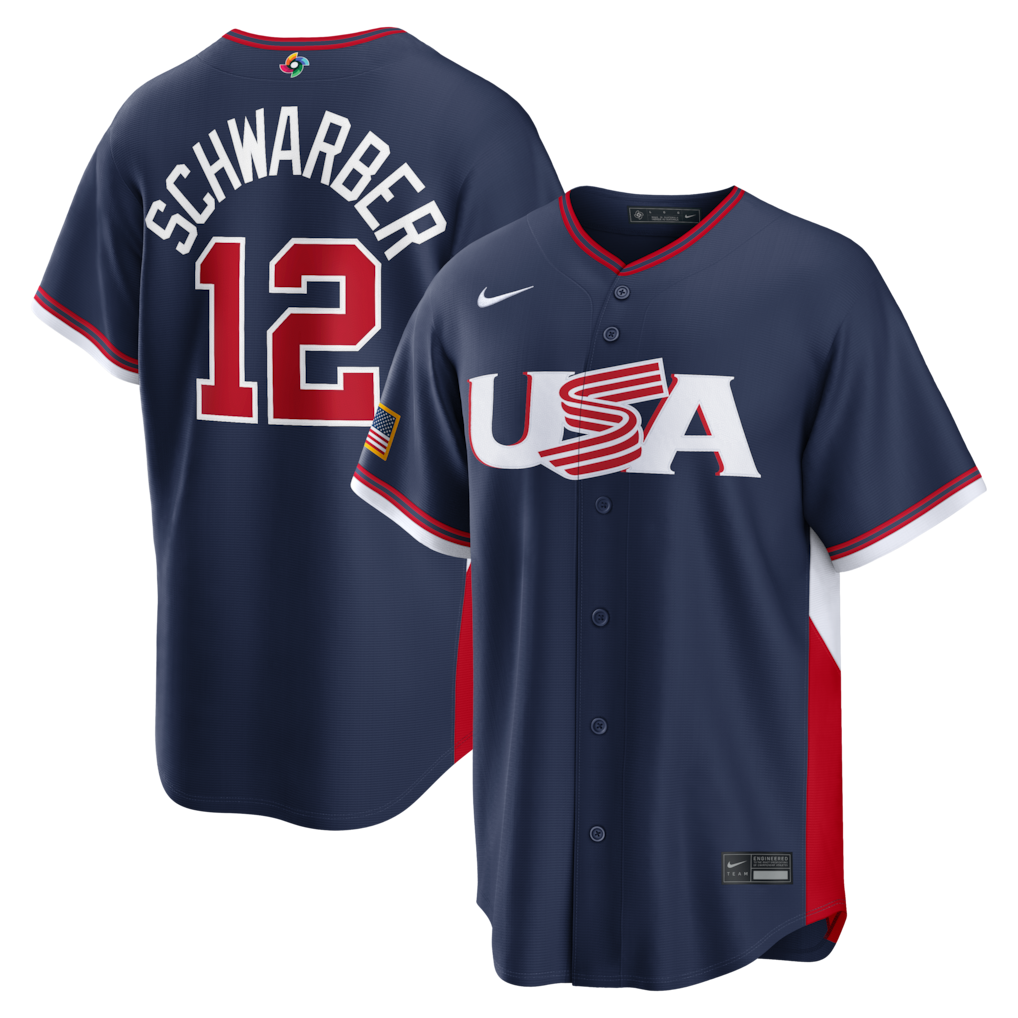 Kyle Schwarber USA Baseball 2026 World Baseball Classic Road Stadium Jersey - Navy